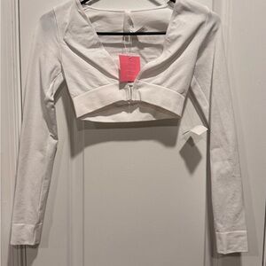 White Long Sleeve Crop Top